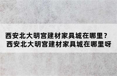 西安北大明宫建材家具城在哪里？ 西安北大明宫建材家具城在哪里呀